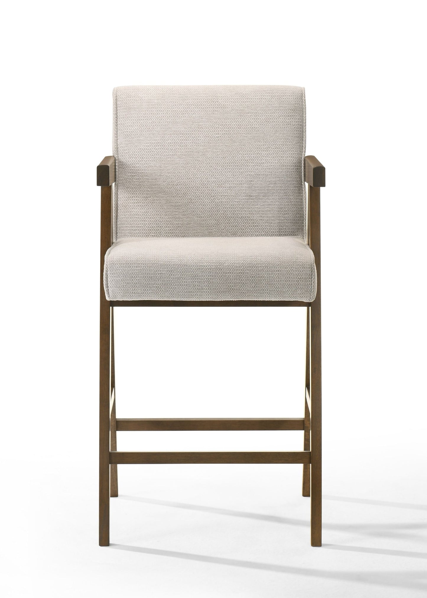 Modrest Joseline - Modern Beige Fabric + Walnut Bar Chair (Set of 2)