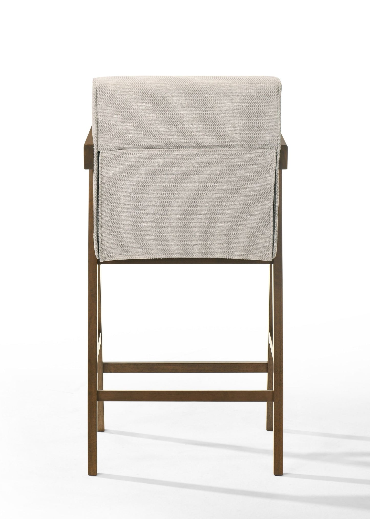 Modrest Joseline - Modern Beige Fabric + Walnut Bar Chair (Set of 2)