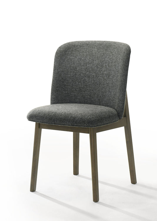 Modrest Costello Mid-Century Modern Grey Fabric Wenge Dining Chair (Set of 2) A Timeless Fusion of Sleek Design and Rich Textures for Sophisticated Dining Spaces