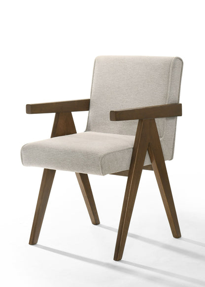 Modrest Joseline Modern Beige Fabric Walnut Dining Chair (Set of 2) A Timeless Blend of Elegant Design and Contemporary Comfort for Sophisticated Living Spaces