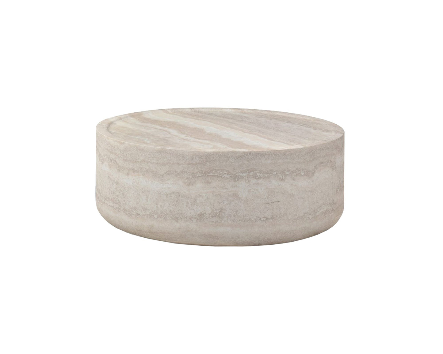 Modrest Benji - Modern Faux Travertine Round Small Coffee Table