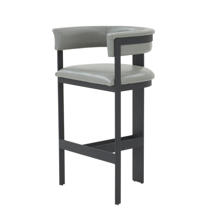 Modrest Boswell Modern Grey Faux Leather Black Barstool A Sophisticated Blend of Sleek Design and Contemporary Elegance for Stylish Living Spaces