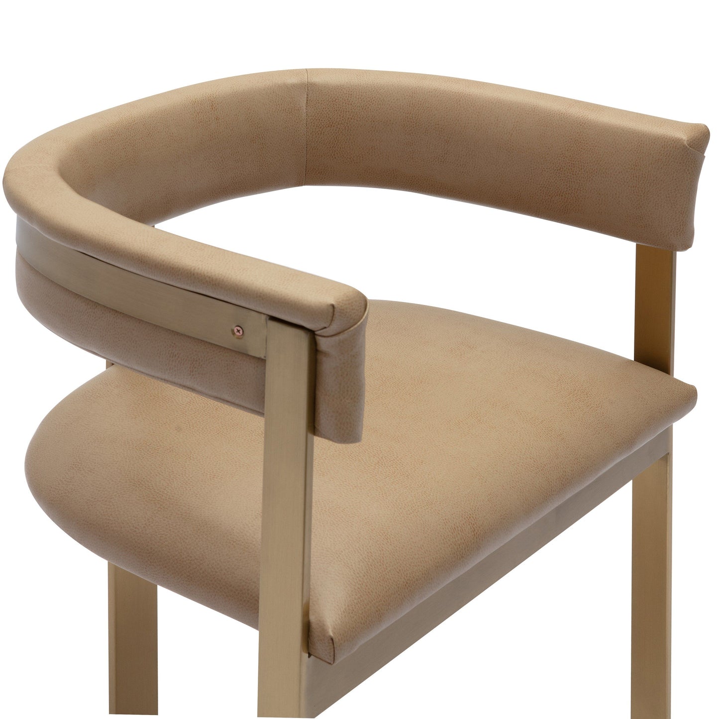 Modrest Boswell Modern Brown Faux Leather Gold Dining Chair A Sophisticated Blend of Luxurious Comfort and Contemporary Elegance for Stylish Living Spaces