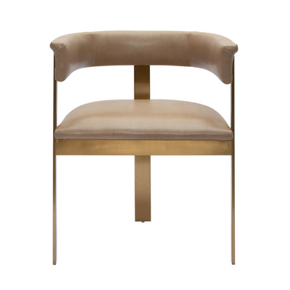 Modrest Boswell Modern Brown Faux Leather Gold Dining Chair A Sophisticated Blend of Luxurious Comfort and Contemporary Elegance for Stylish Living Spaces