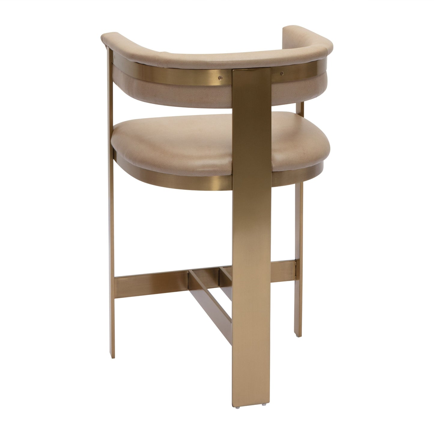 Modrest Boswell Modern Brown Faux Leather Gold Counter Chair A Sophisticated Blend of Luxurious Comfort and Contemporary Elegance for Stylish Living Spaces