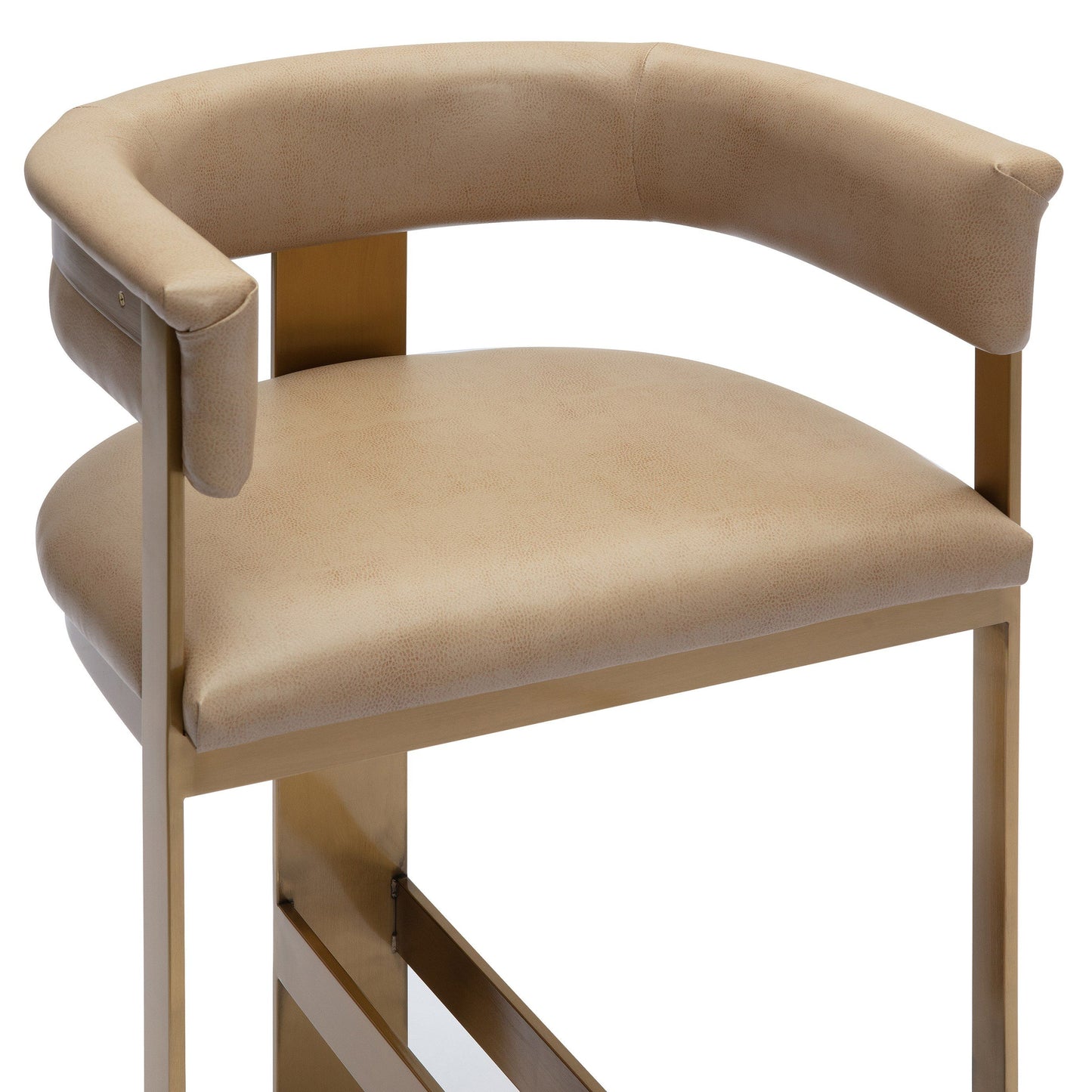 Modrest Boswell Modern Brown Faux Leather Gold Counter Chair A Sophisticated Blend of Luxurious Comfort and Contemporary Elegance for Stylish Living Spaces