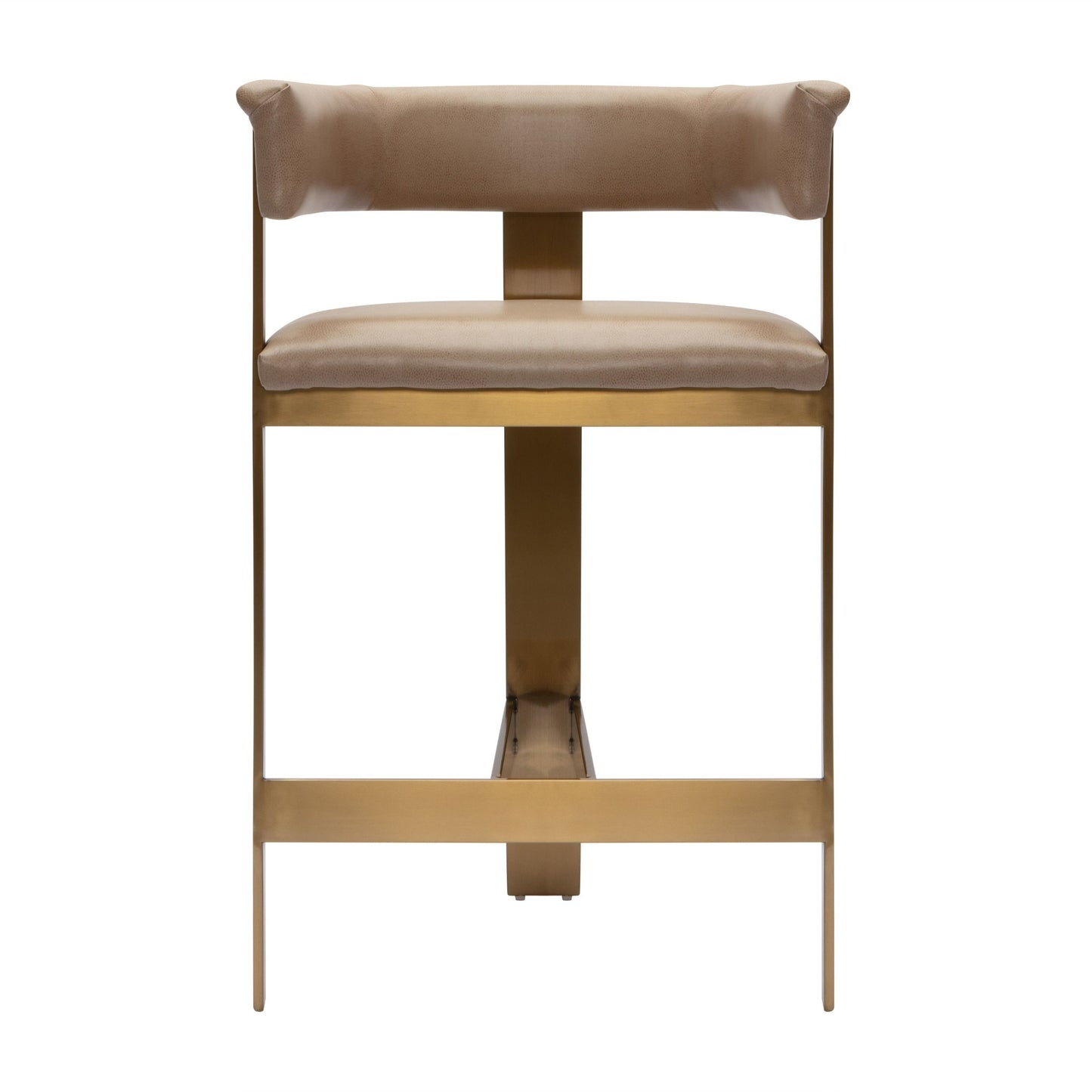 Modrest Boswell Modern Brown Faux Leather Gold Counter Chair A Sophisticated Blend of Luxurious Comfort and Contemporary Elegance for Stylish Living Spaces