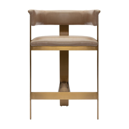 Modrest Boswell Modern Brown Faux Leather Gold Counter Chair A Sophisticated Blend of Luxurious Comfort and Contemporary Elegance for Stylish Living Spaces