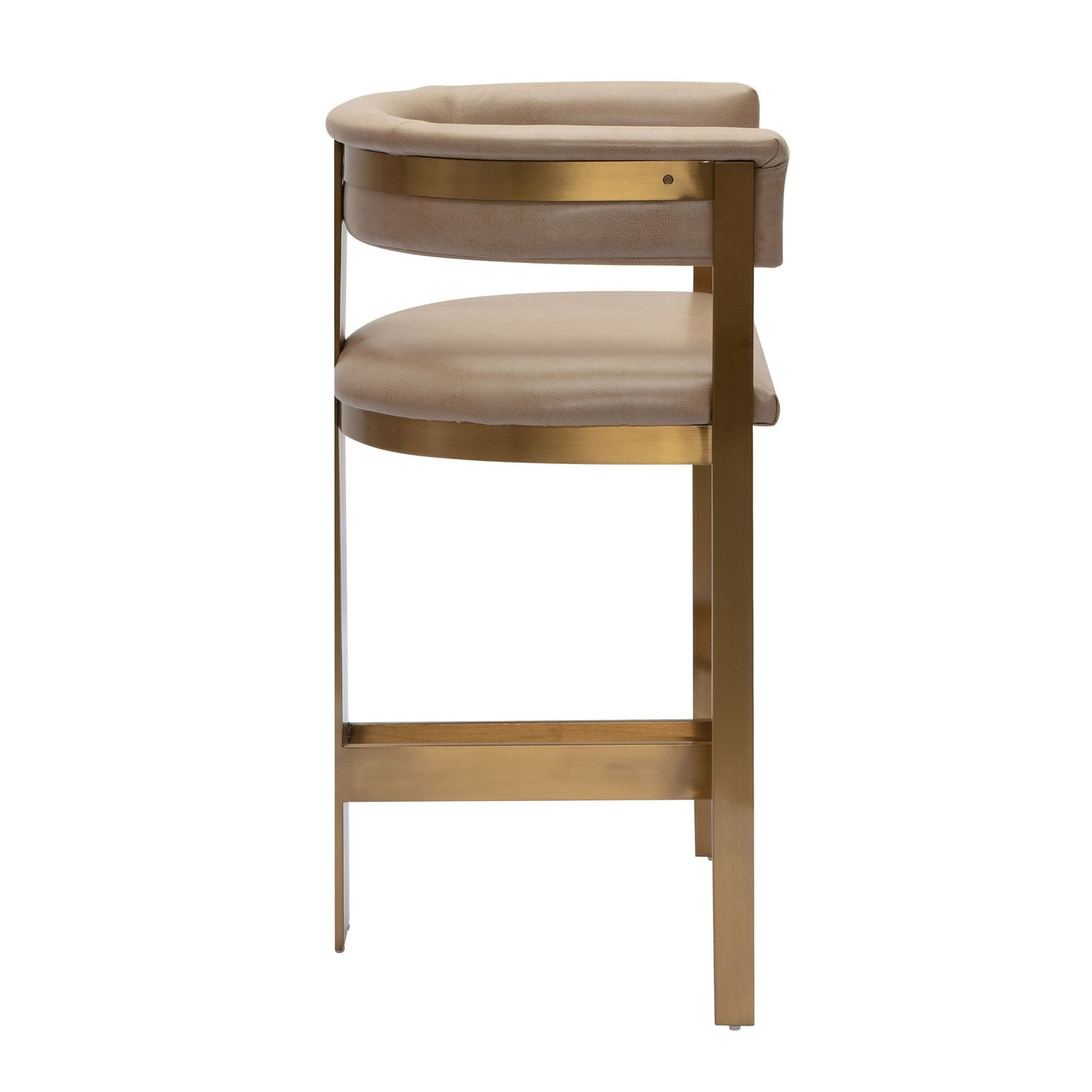 Modrest Boswell Modern Brown Faux Leather Gold Counter Chair A Sophisticated Blend of Luxurious Comfort and Contemporary Elegance for Stylish Living Spaces