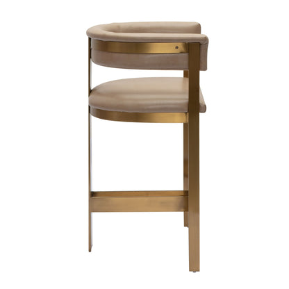 Modrest Boswell Modern Brown Faux Leather Gold Counter Chair A Sophisticated Blend of Luxurious Comfort and Contemporary Elegance for Stylish Living Spaces