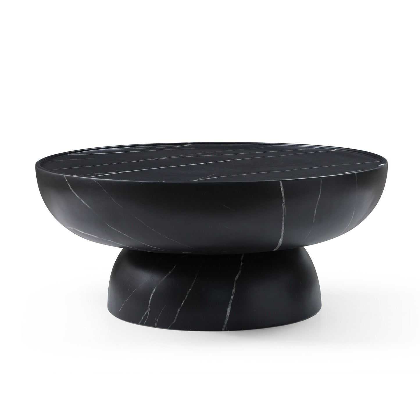 Modrest Akron Modern Black & White Faux Marble Round Coffee Table A Striking Balance of Elegance and Modern Design for Sophisticated Living Spaces