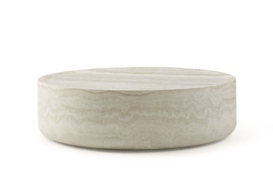 Modrest Cozad - Modern Faux Travertine Round Coffee Table