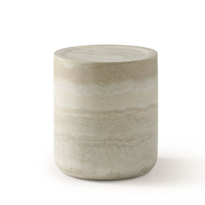 Modrest Cozad - Modern Faux Travertine Round End Table