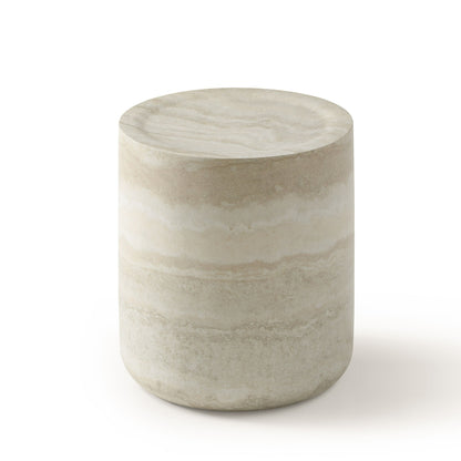 Modrest Cozad - Modern Faux Travertine Round End Table