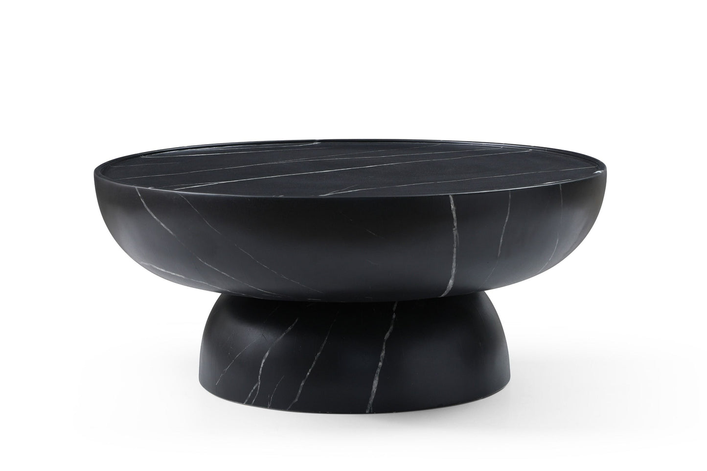 Modrest Akron Modern Black & White Faux Marble Round Coffee Table A Striking Balance of Elegance and Modern Design for Sophisticated Living Spaces