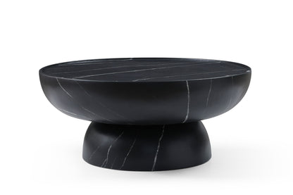 Modrest Akron Modern Black & White Faux Marble Round Coffee Table A Striking Balance of Elegance and Modern Design for Sophisticated Living Spaces