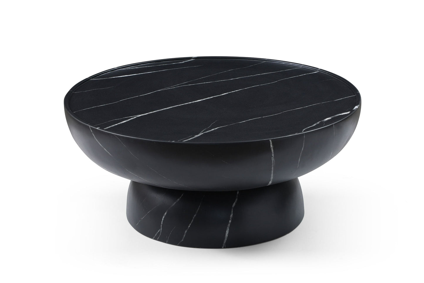 Modrest Akron Modern Black & White Faux Marble Round Coffee Table A Striking Balance of Elegance and Modern Design for Sophisticated Living Spaces