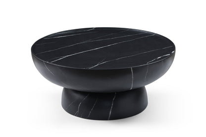 Modrest Akron Modern Black & White Faux Marble Round Coffee Table A Striking Balance of Elegance and Modern Design for Sophisticated Living Spaces