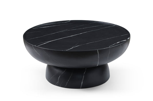 Modrest Akron Modern Black & White Faux Marble Round Coffee Table A Striking Balance of Elegance and Modern Design for Sophisticated Living Spaces