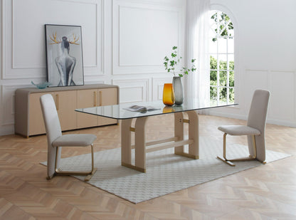 Modrest Florence Modern Beige Shagreen & Gold Buffet - Elegant Storage Cabinet