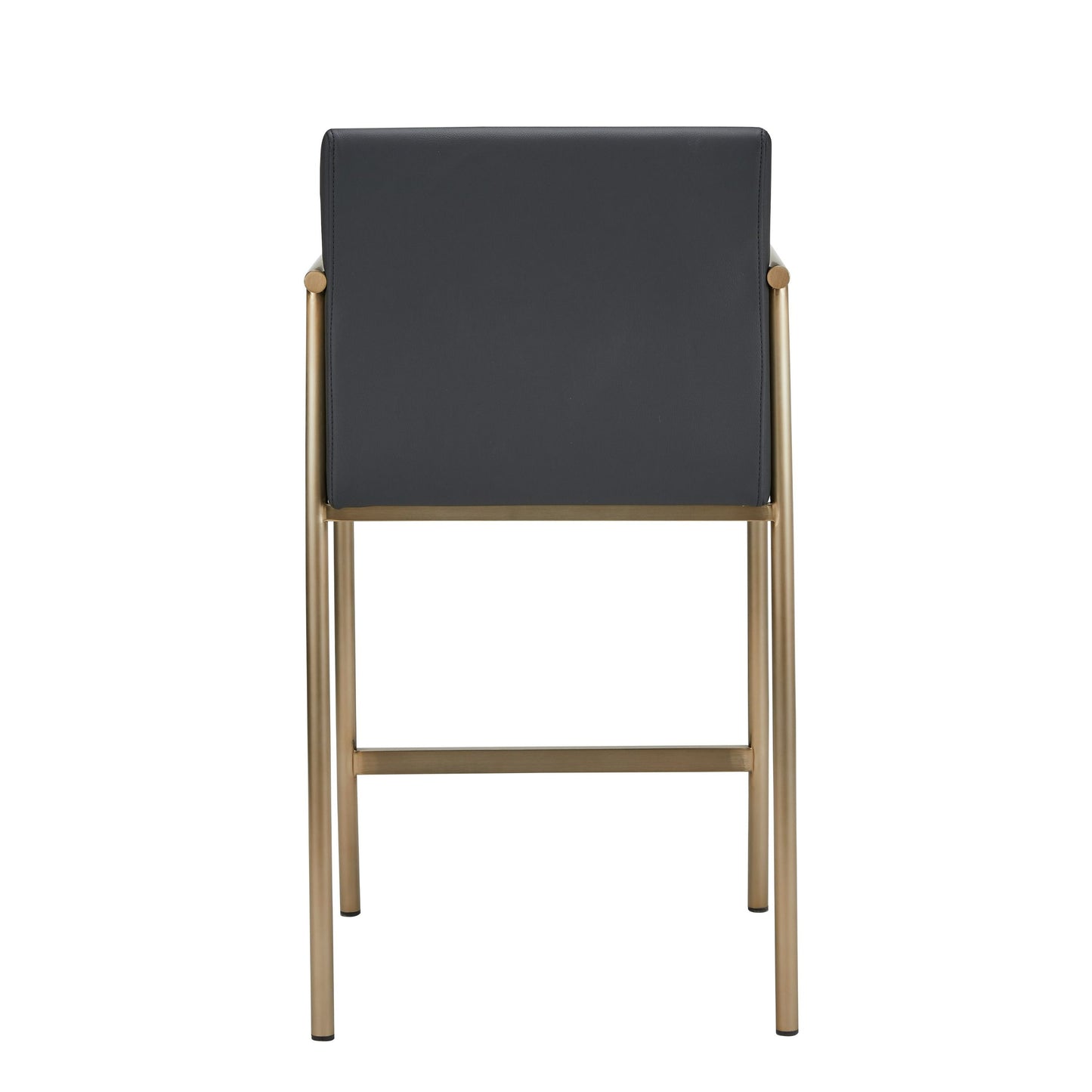 Modrest Custer - Modern Black Vegan Leather + Brass Counter Chair