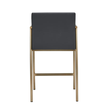 Modrest Custer - Modern Black Vegan Leather + Brass Counter Chair