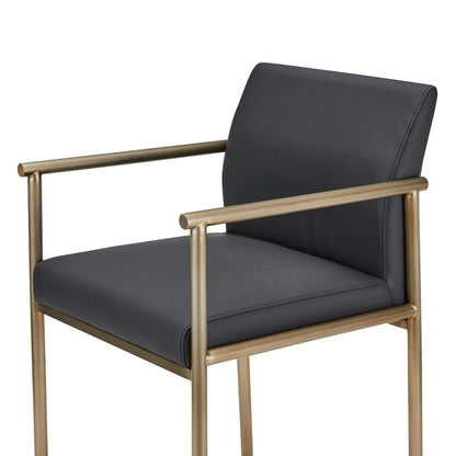 Modrest Custer - Modern Black Vegan Leather + Brass Counter Chair