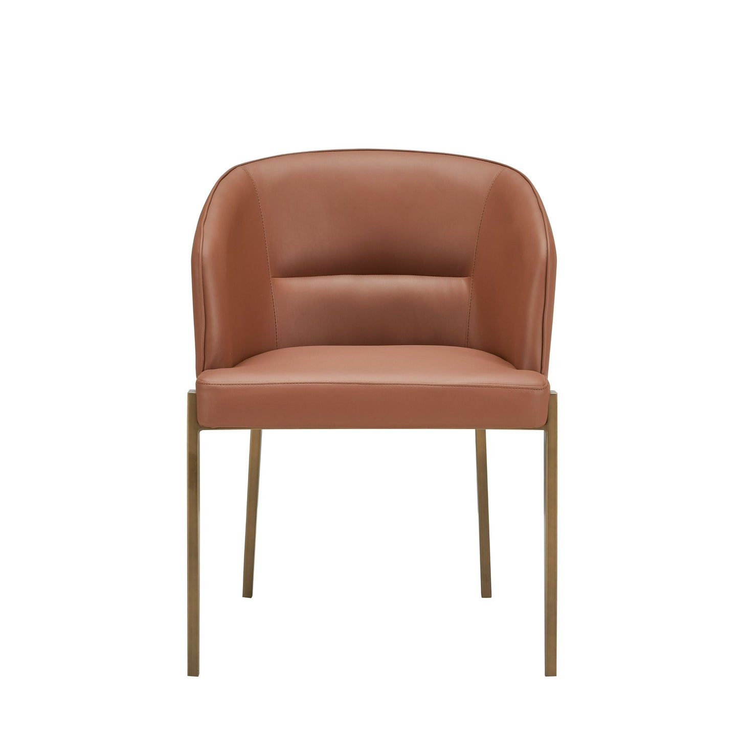 Modrest Aragon - Modern Brown Vegan Leather + Brass Dining Chair