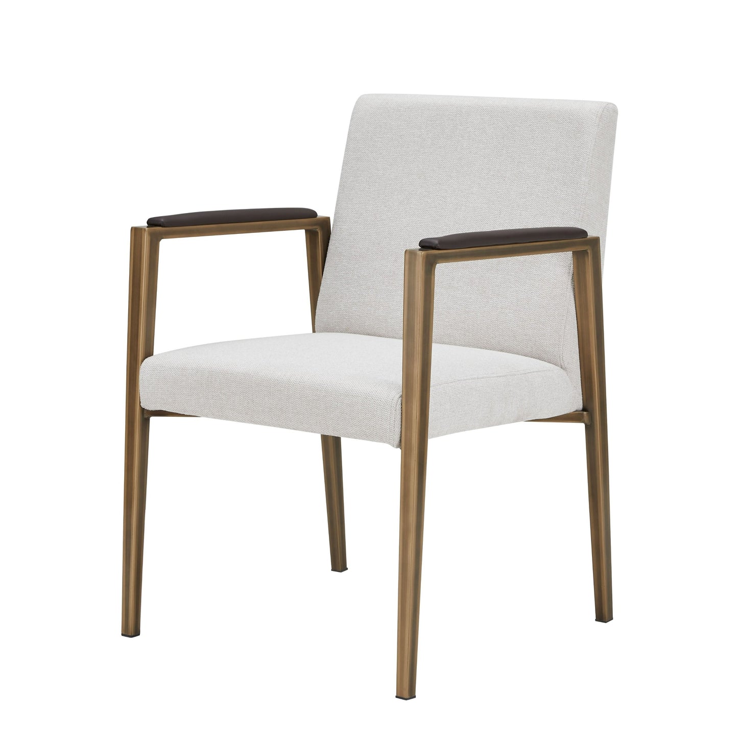 Modrest Sanders Modern Off-White Fabric Brass Dining Chair A Striking Balance of Modern Sophistication and Understated Luxury for Elegant Dining Spaces