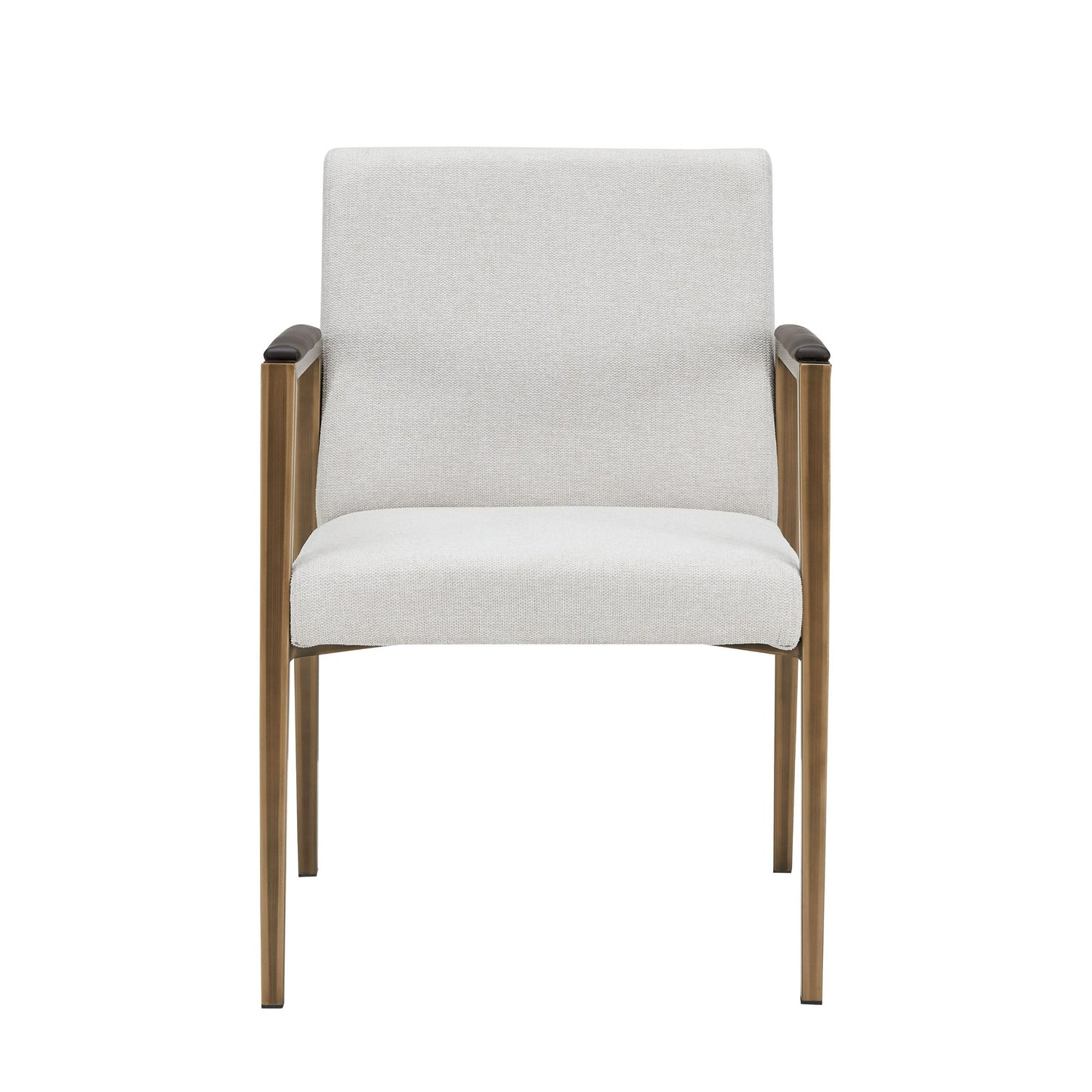 Modrest Sanders Modern Off-White Fabric Brass Dining Chair A Striking Balance of Modern Sophistication and Understated Luxury for Elegant Dining Spaces