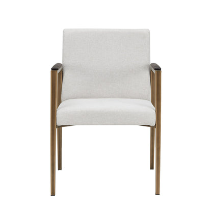 Modrest Sanders Modern Off-White Fabric Brass Dining Chair A Striking Balance of Modern Sophistication and Understated Luxury for Elegant Dining Spaces