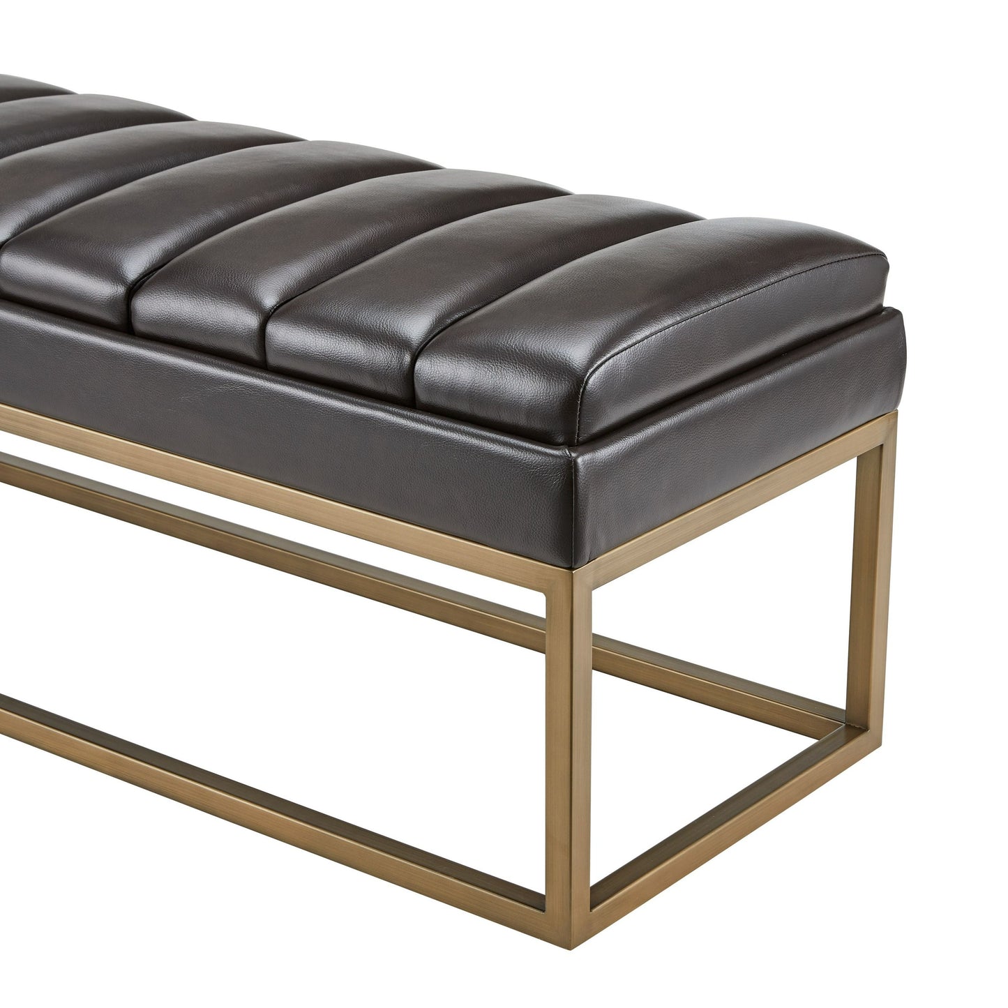 Modrest Bridger - Modern Black Vegan Leather + Brass Dining Bench