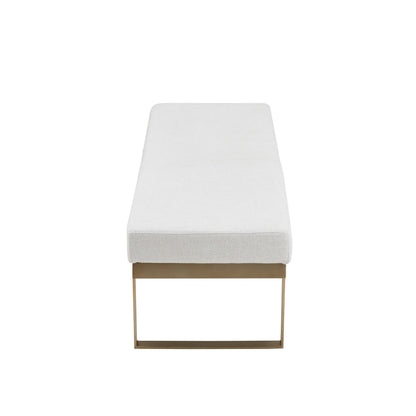 Modrest Tatum - Modern Off-White Fabric + Brass Dining Bench