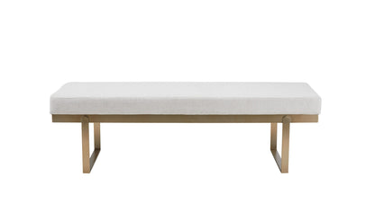 Modrest Tatum - Modern Off-White Fabric + Brass Dining Bench