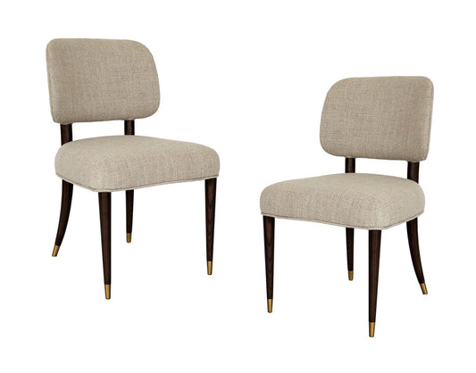 Modrest Kathy - Modern Beige Fabric + Oak Dining Side Chair (Set of 2)