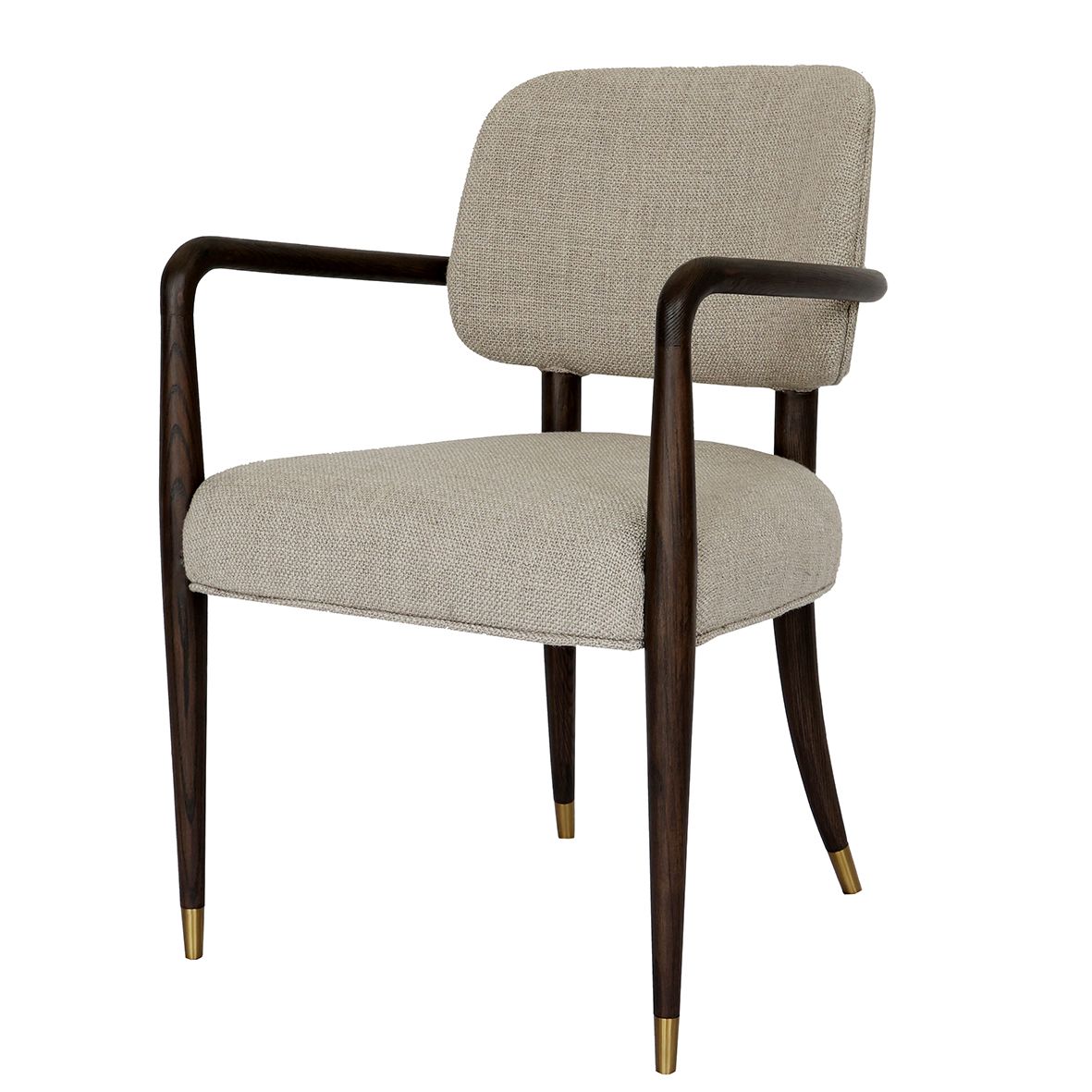 Modrest Kathy Modern Beige Fabric Oak Dining Arm Chair A Timeless Blend of Comfort and Sophistication for Elegant Dining Spaces