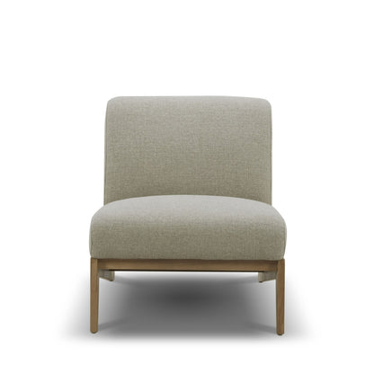 Divani Casa Vance Modern Sand Fabric Wood Accent Chair A Sleek Fusion of Natural Warmth and Contemporary Elegance for Sophisticated Living Spaces