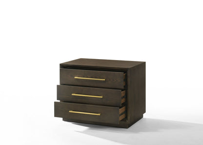 Modrest Manhattan Contemporary Cherry and Gold Nightstand A Sophisticated Blend of Elegant Design and Rich Cherry Finish for Timeless Living Spaces
