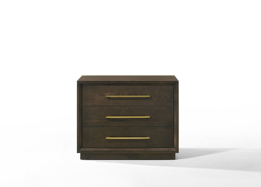 Modrest Manhattan Contemporary Cherry and Gold Nightstand A Sophisticated Blend of Elegant Design and Rich Cherry Finish for Timeless Living Spaces