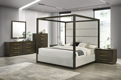 Modrest Manhattan Contemporary Cherry and Gold Dresser A Sophisticated Blend of Elegant Design and Rich Cherry Finish for Timeless Living Spaces