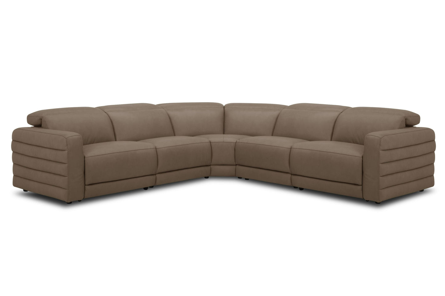 Divani Casa Bianca - Modern Brown Leather Sectional Sofa w/ 3 Recliners