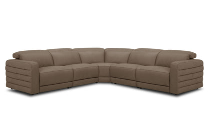 Divani Casa Bianca - Modern Brown Leather Sectional Sofa w/ 3 Recliners