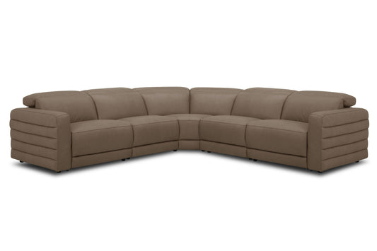 Divani Casa Bianca Modern Brown Leather Sectional Sofa with 3 Recliners - Comfortable and Stylish Reclining Sectional for Modern Living Rooms