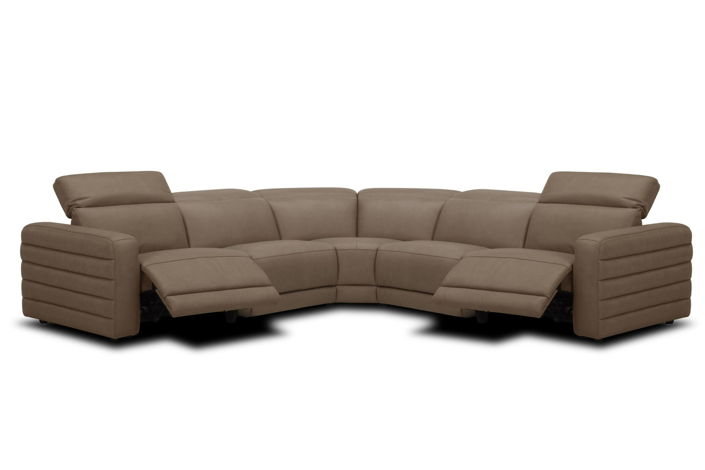 Divani Casa Bianca - Modern Brown Leather Sectional Sofa w/ 3 Recliners