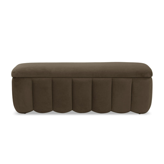 Modrest Harris - Modern Brown Fabric Bench w/ Storage