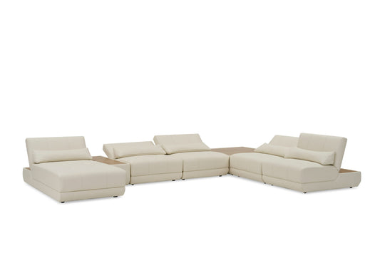 Divani Casa Garfield - Modern Off-White Leather 7-Piece Modular Sectional