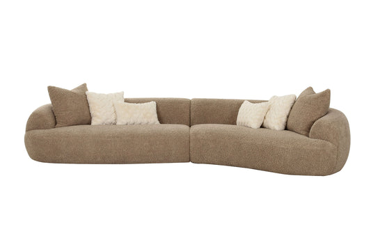 Divani Casa Trevor - Modern Tan Fabric Curved Sectional