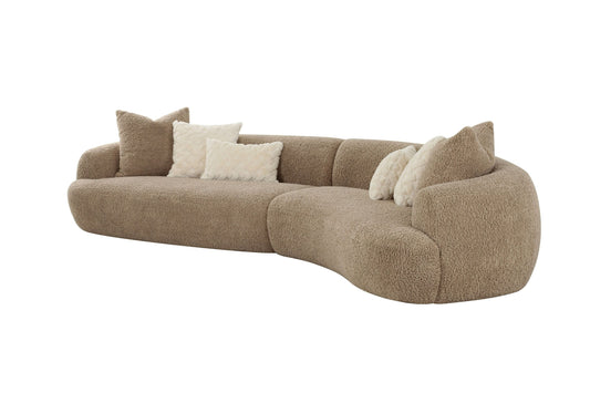 Divani Casa Trevor Modern Tan Fabric Curved Sectional A Sleek Fusion of Comfort and Contemporary Elegance for Sophisticated Living Spaces