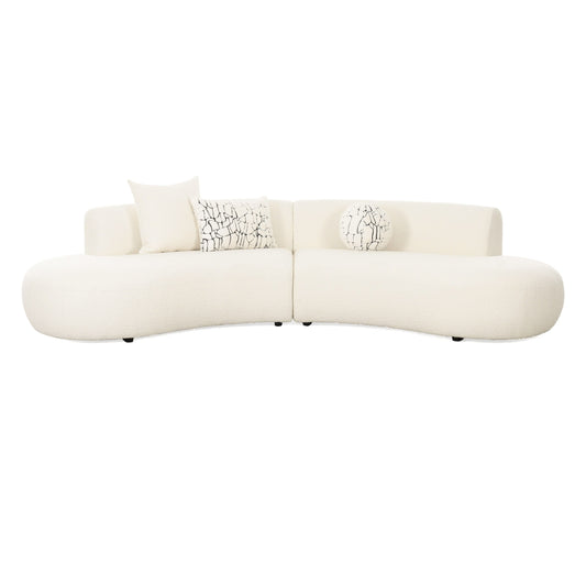 Divani Casa Weldon - Modern Cream Fabric Curved Sectional