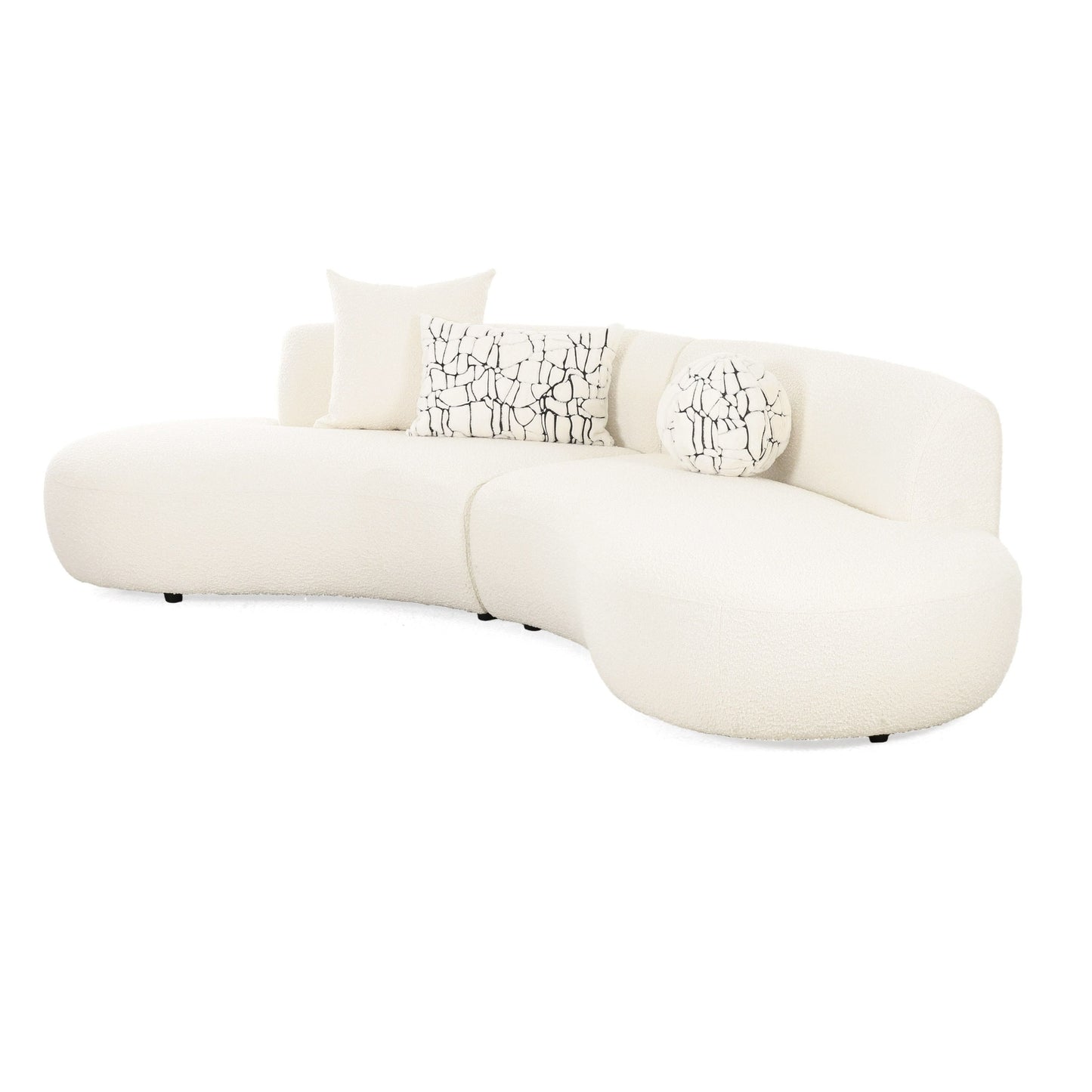 Divani Casa Weldon - Modern Cream Fabric Curved Sectional